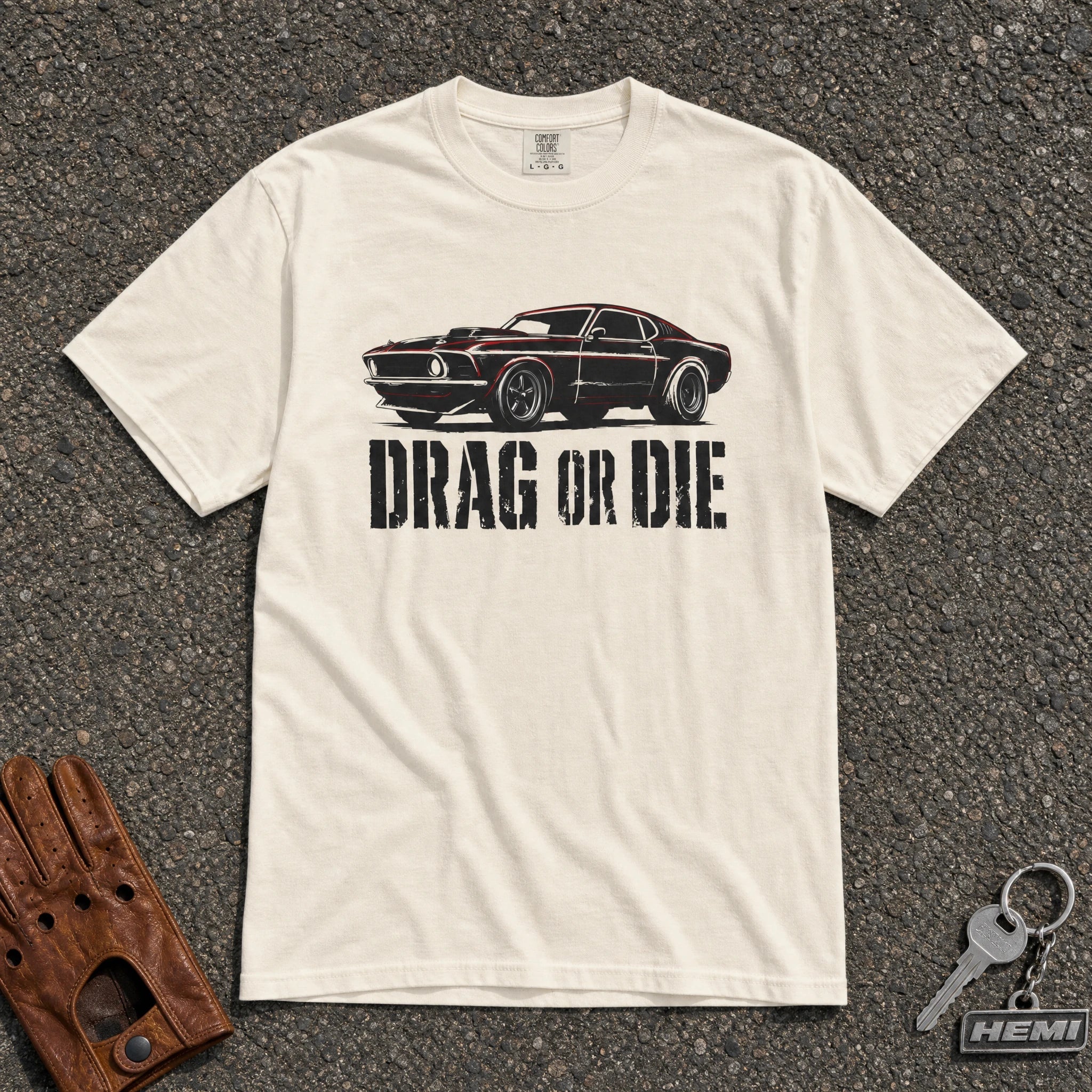 Drag or Die Vintage Muscle Car Tee - Road Muse