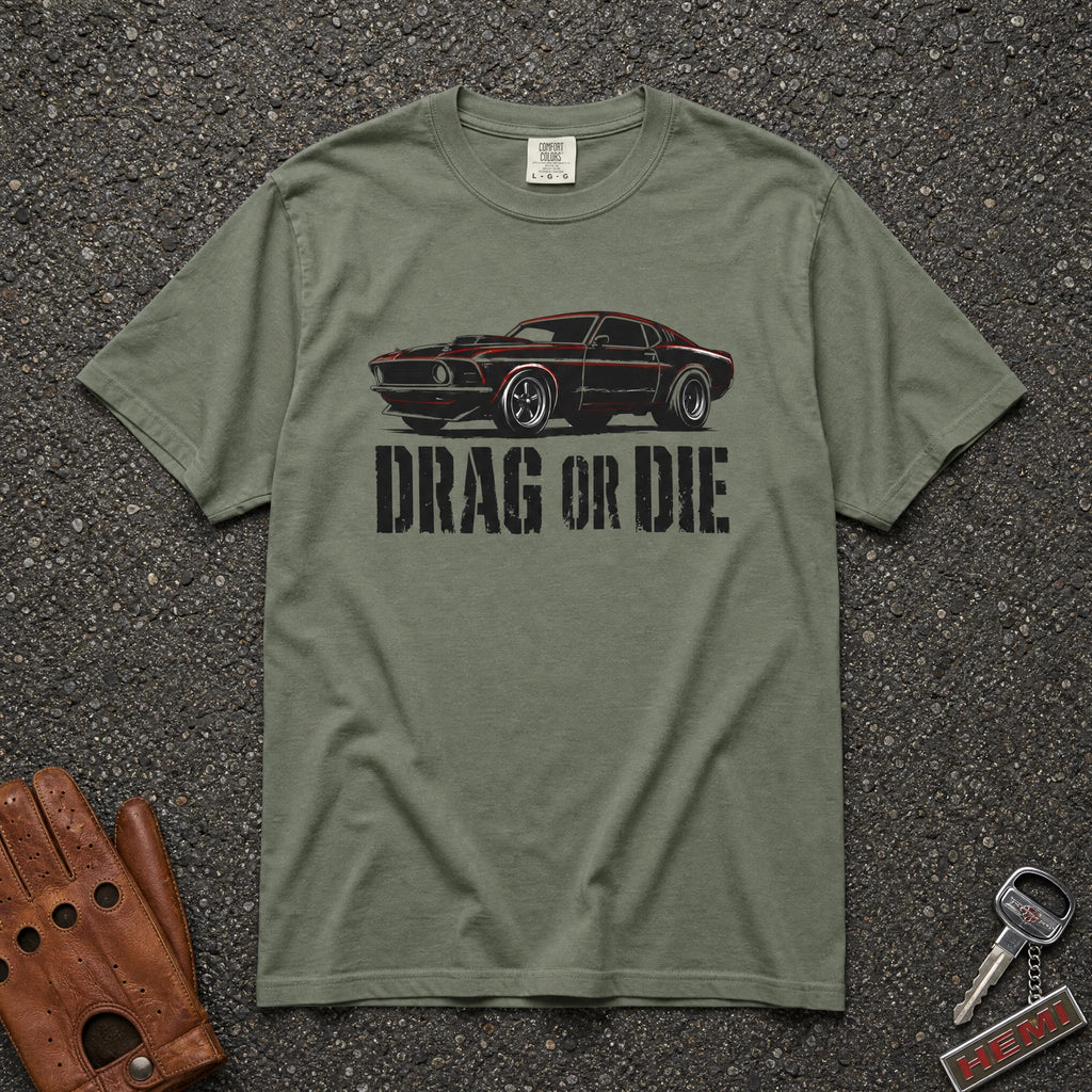 Drag or Die Vintage Muscle Car Tee - Road Muse