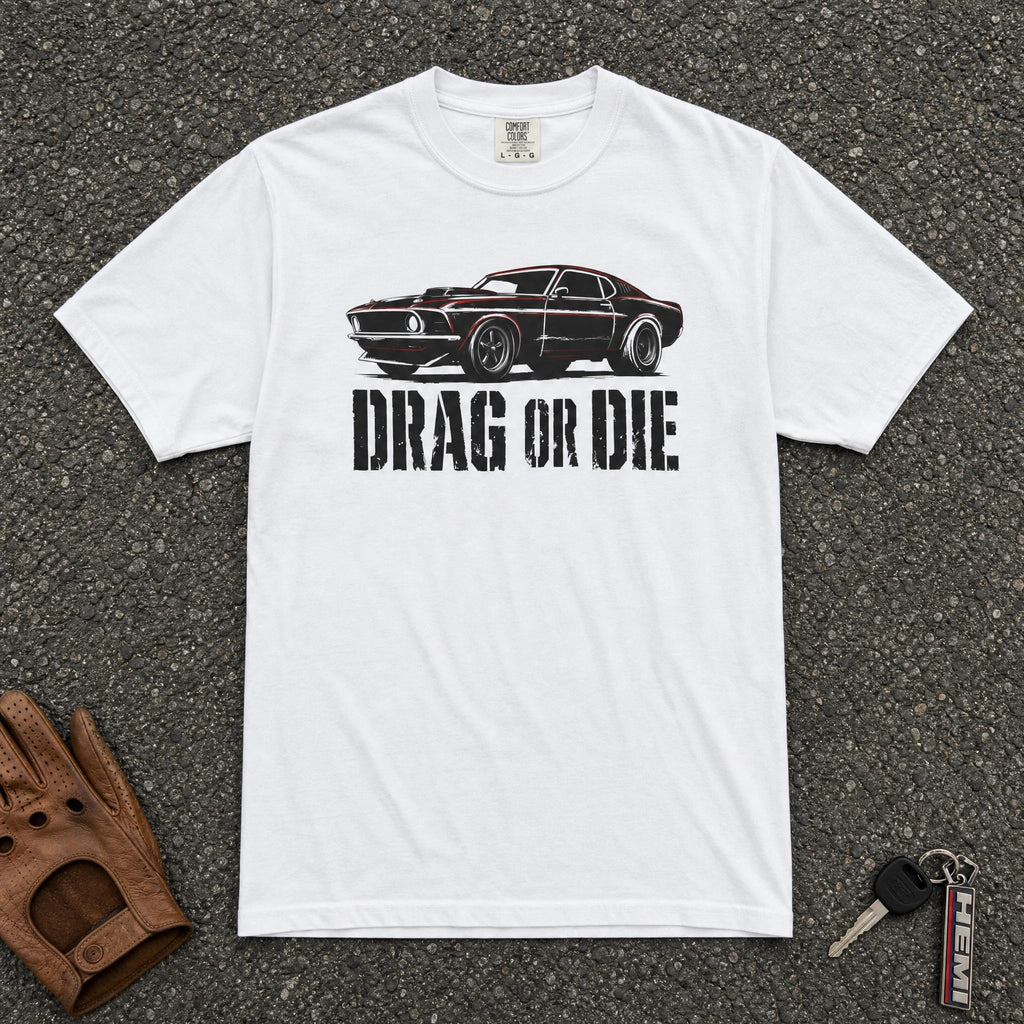 Drag or Die Vintage Muscle Car Tee - Road Muse