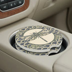 Dragonfly Illustration Vintage Wave Car Coasters Set - Road Muse