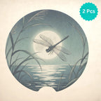 Dragonfly Moonlit Lake Car Coasters Set - Road Muse