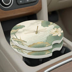 Dragonfly Pond Lotus Car Coasters Set - Road Muse