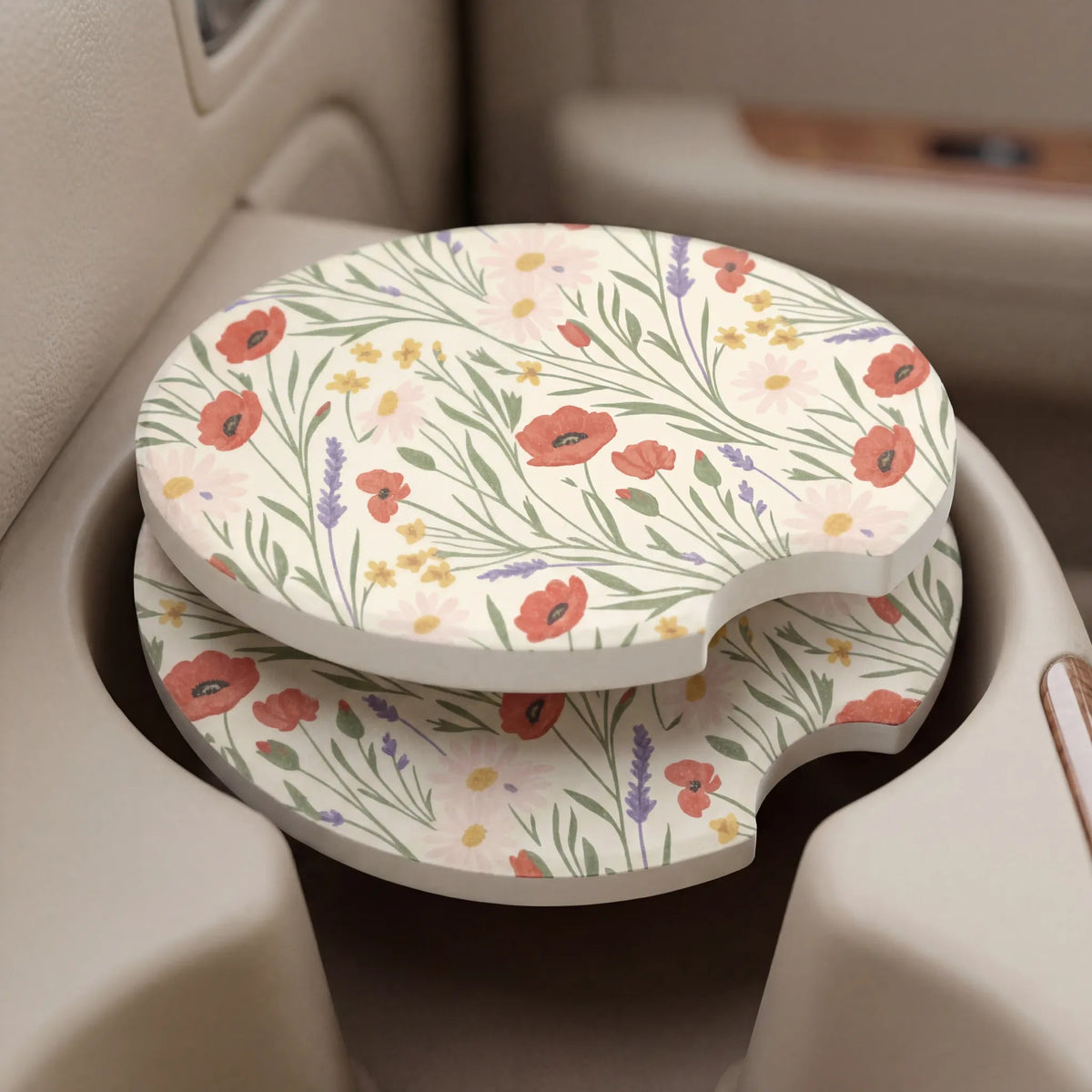 Eco-Friendly Floral Car Coasters Set - Road Muse
