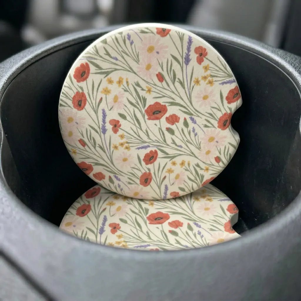 Eco-Friendly Floral Car Coasters Set - Road Muse