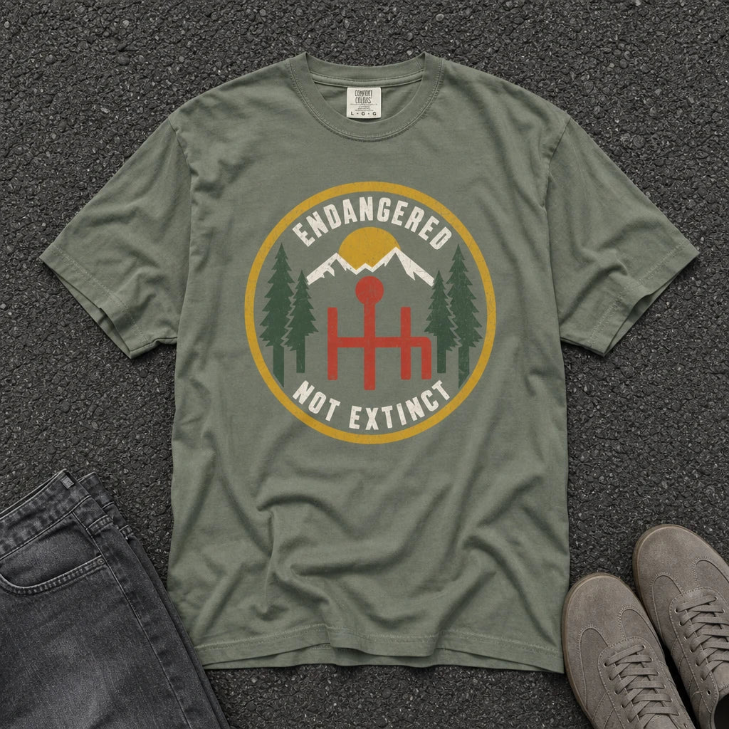 Endangered Not Extinct Manual Car Tee - Road Muse