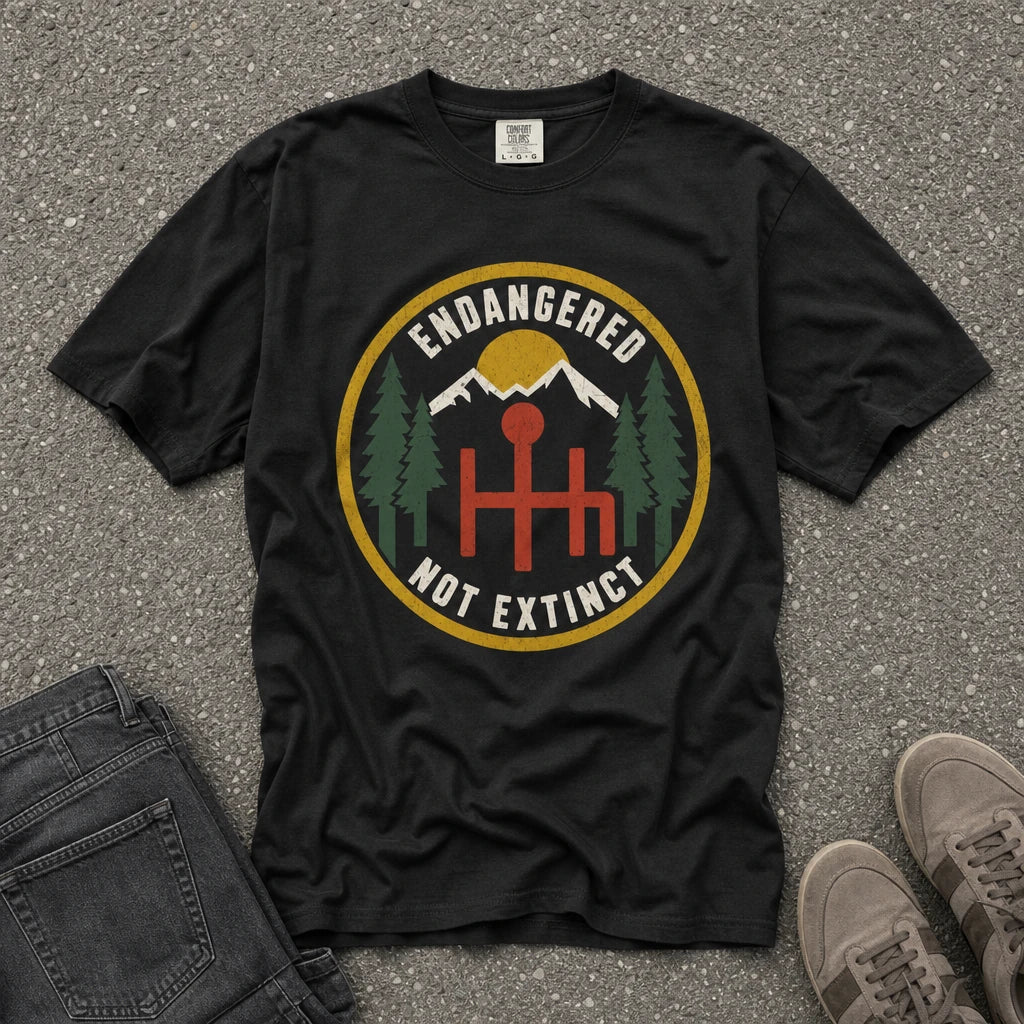 Endangered Not Extinct Manual Car Tee - Road Muse