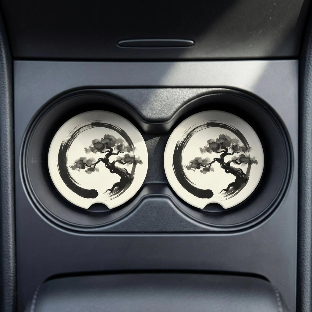 Enso Zen Bonsai Car Coasters Set - Road Muse