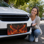 Fiery Phoenix Flaming Bird Vanity Plate - Road Muse