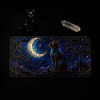 Moonlit Black Cat Crescent Moon Vanity Plate