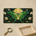 Green Luna Moth Stained Glass Vanity Plate
