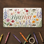 Mama Floral Script Wildflowers Vanity Plate