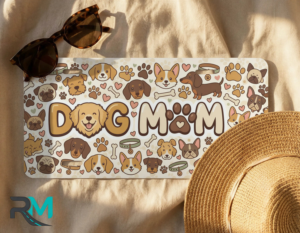 Dog Mom Puppy Faces Vanity Plate