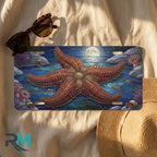 starfish moonlight license plate flat lay — deep ocean blue silver starfish front plate