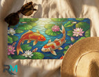 koi fish license plate flat lay — vivid orange koi aqua pond front license plate