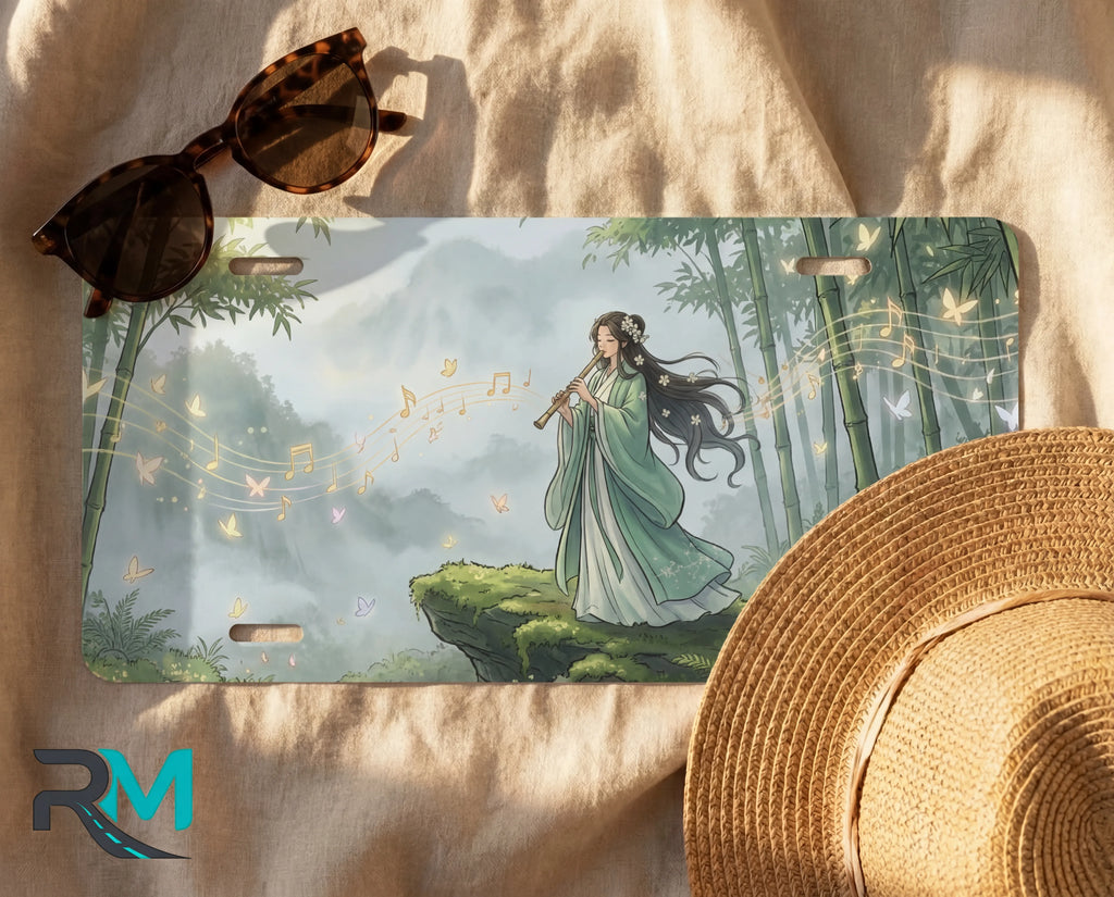 Forest Spirit Flute Player Bamboo Vanity Plate