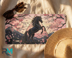 black unicorn cherry blossoms license plate flat lay — midnight black unicorn blush pink front plate