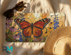 butterfly wildflower license plate flat lay — vivid monarch floral meadow front license plate