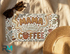 mama needs coffee license plate flat lay — warm brown cream coffee cup front license plate