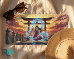 spirit shrine license plate flat lay — blazing sunset electric blue spirit torii gate figure front plate