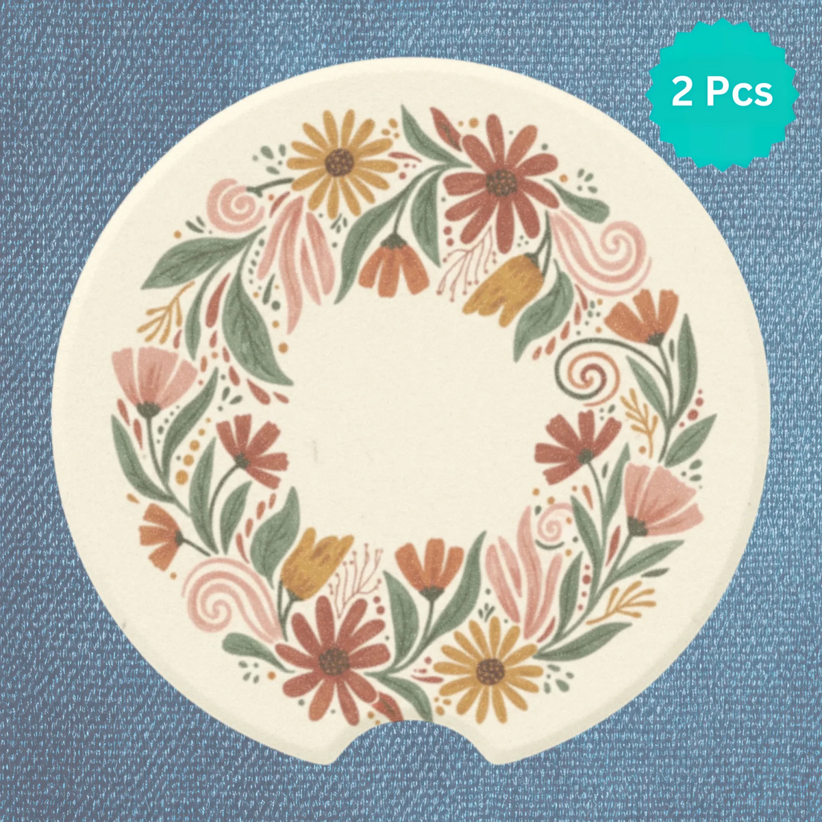 Flower Print Car Coasters Set - Road Muse