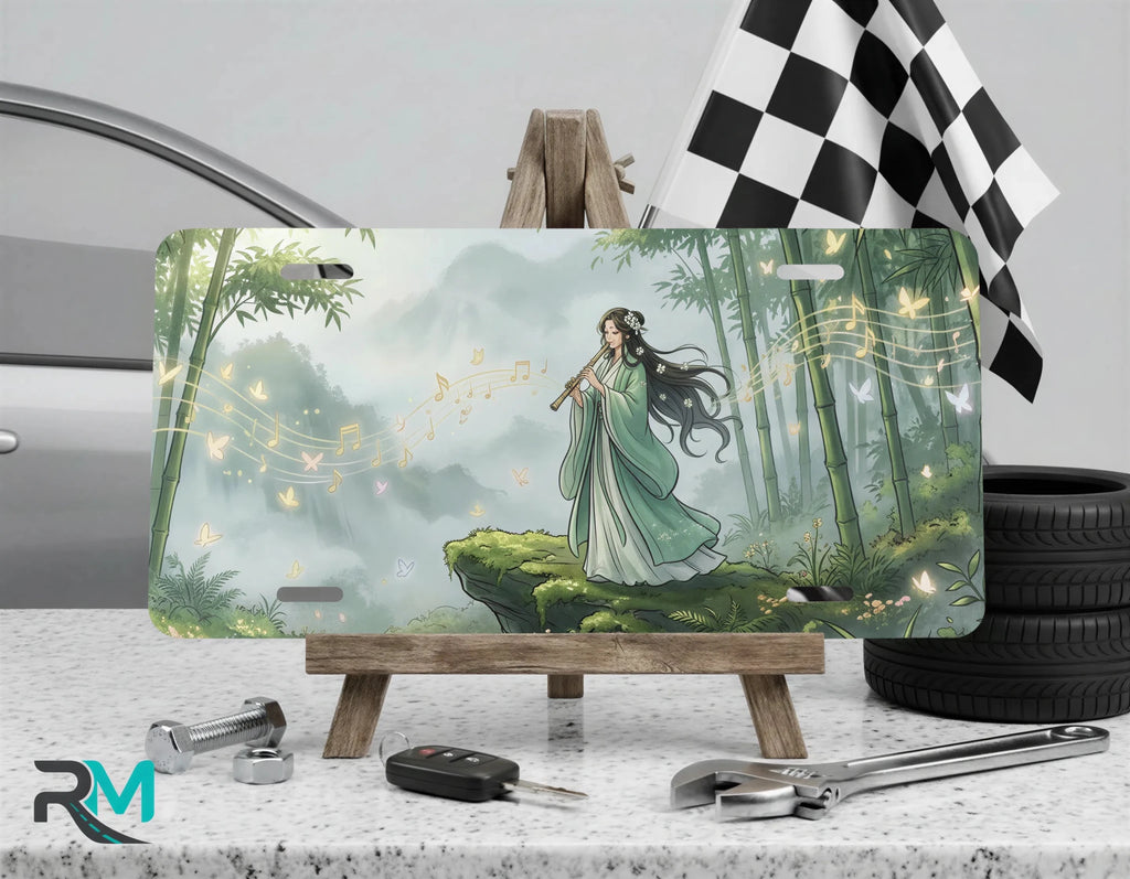 Forest Spirit Flute Player Bamboo Vanity Plate - Road Muse