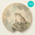 Frog Illustration Car Coasters Set - Road Muse