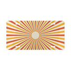 retro sunburst orange yellow radiant vanity plate — bright orange peach and cream license plate