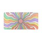 retro rainbow sunburst pastel vanity plate — candy pink lavender mint and peach license plate