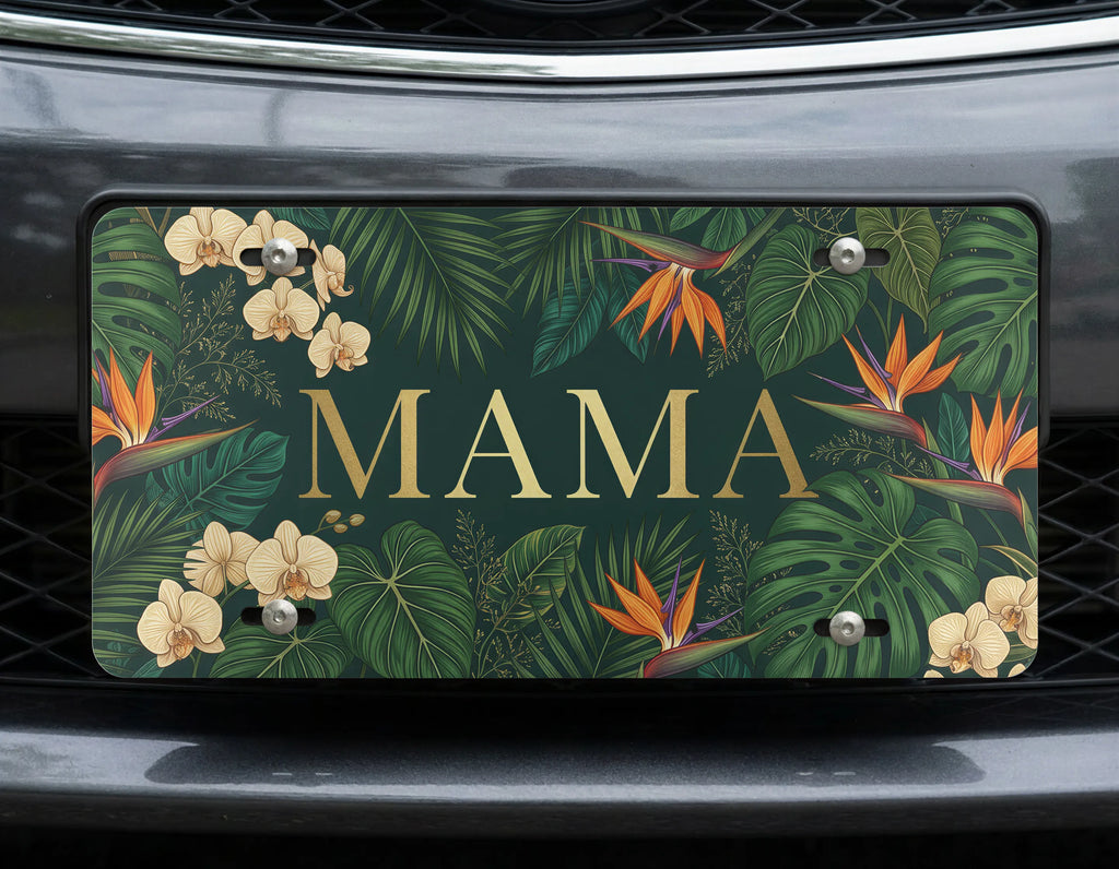 Tropical Floral Mama Vanity Plate