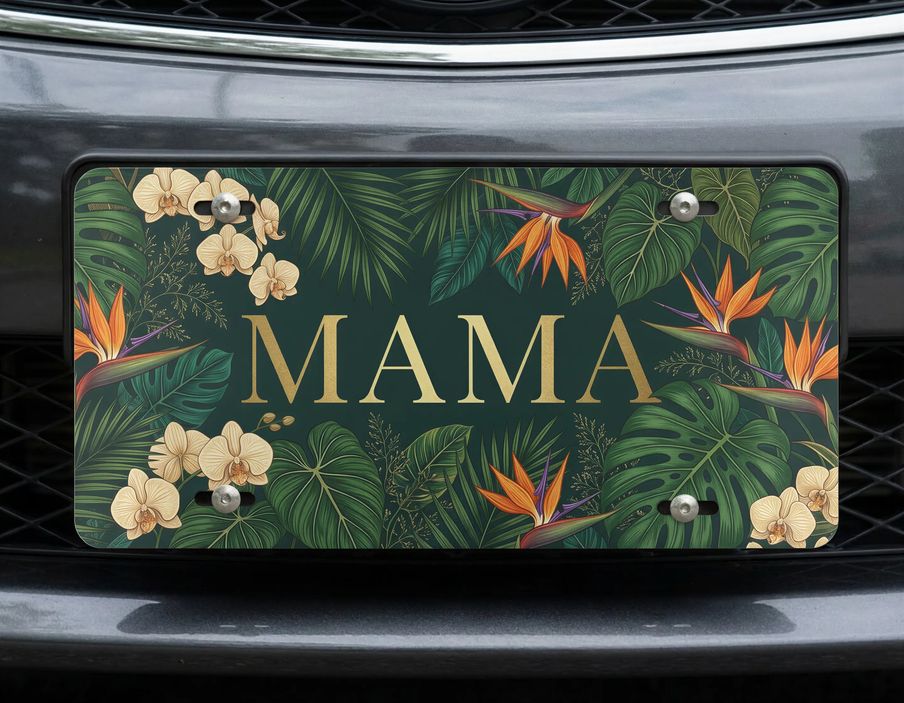 Tropical Floral Mama Vanity Plate