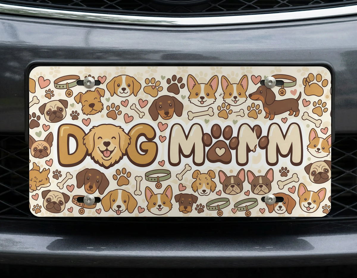 Dog Mom Puppy Faces Vanity Plate