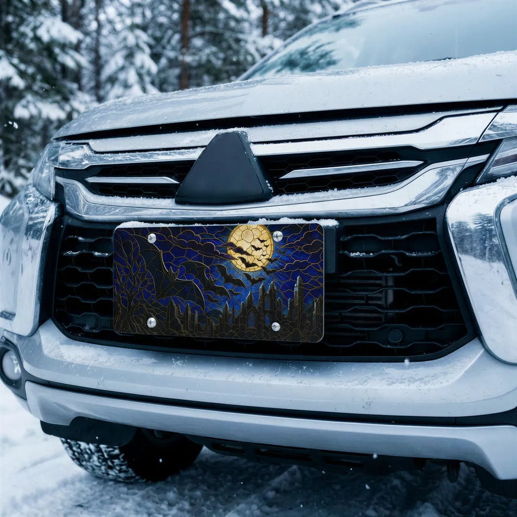 Full Moon Bats Gothic Vanity Plate - Road Muse