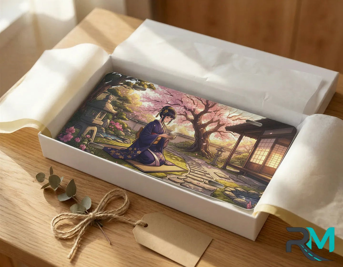Geisha Tea Ceremony Sakura Vanity Plate - Road Muse