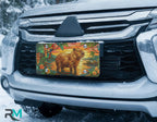 Geometric Capybara Sunset Vanity Plate - Road Muse