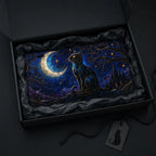 Moonlit Black Cat Crescent Moon Vanity Plate