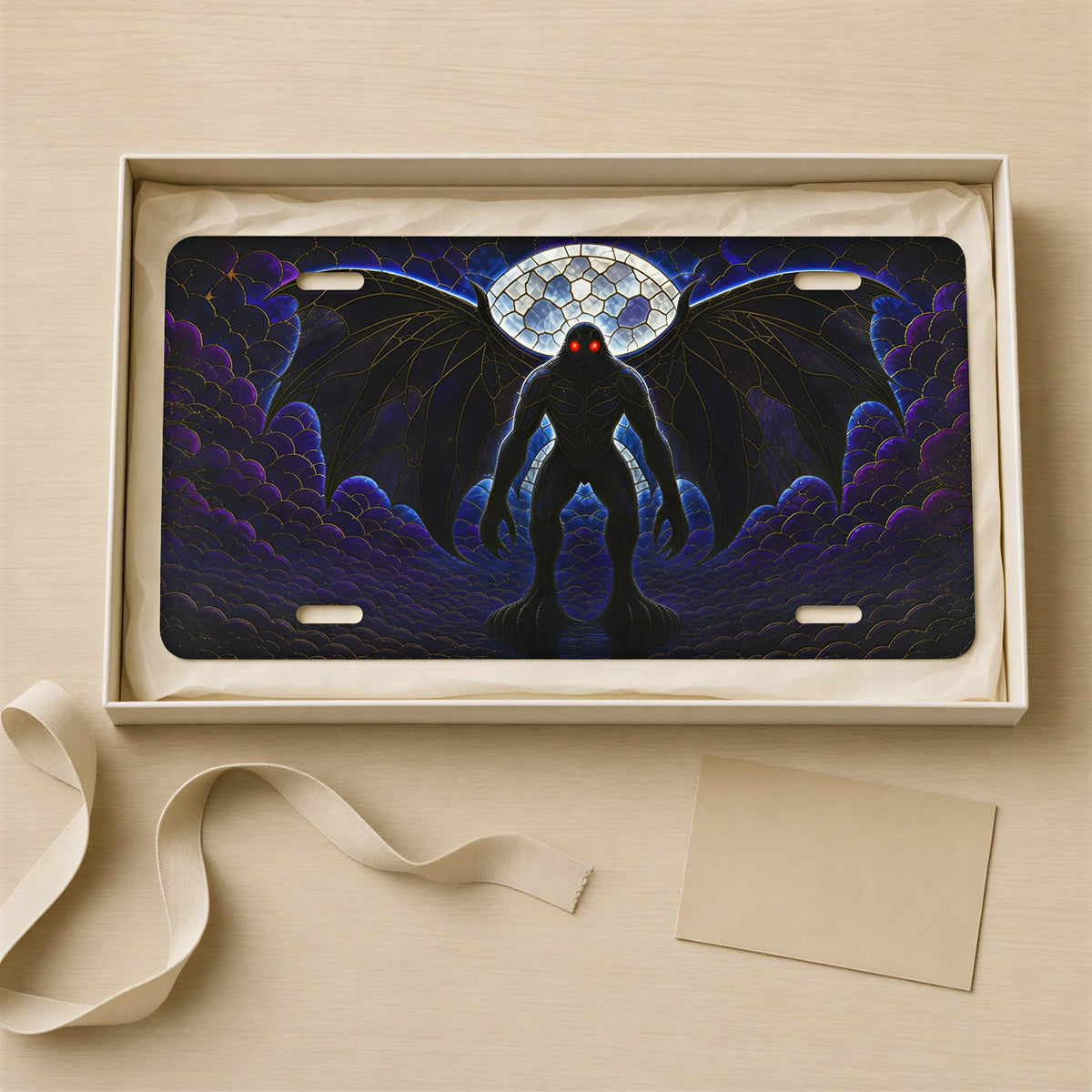 Mothman Silhouette Moonlit Vanity Plate