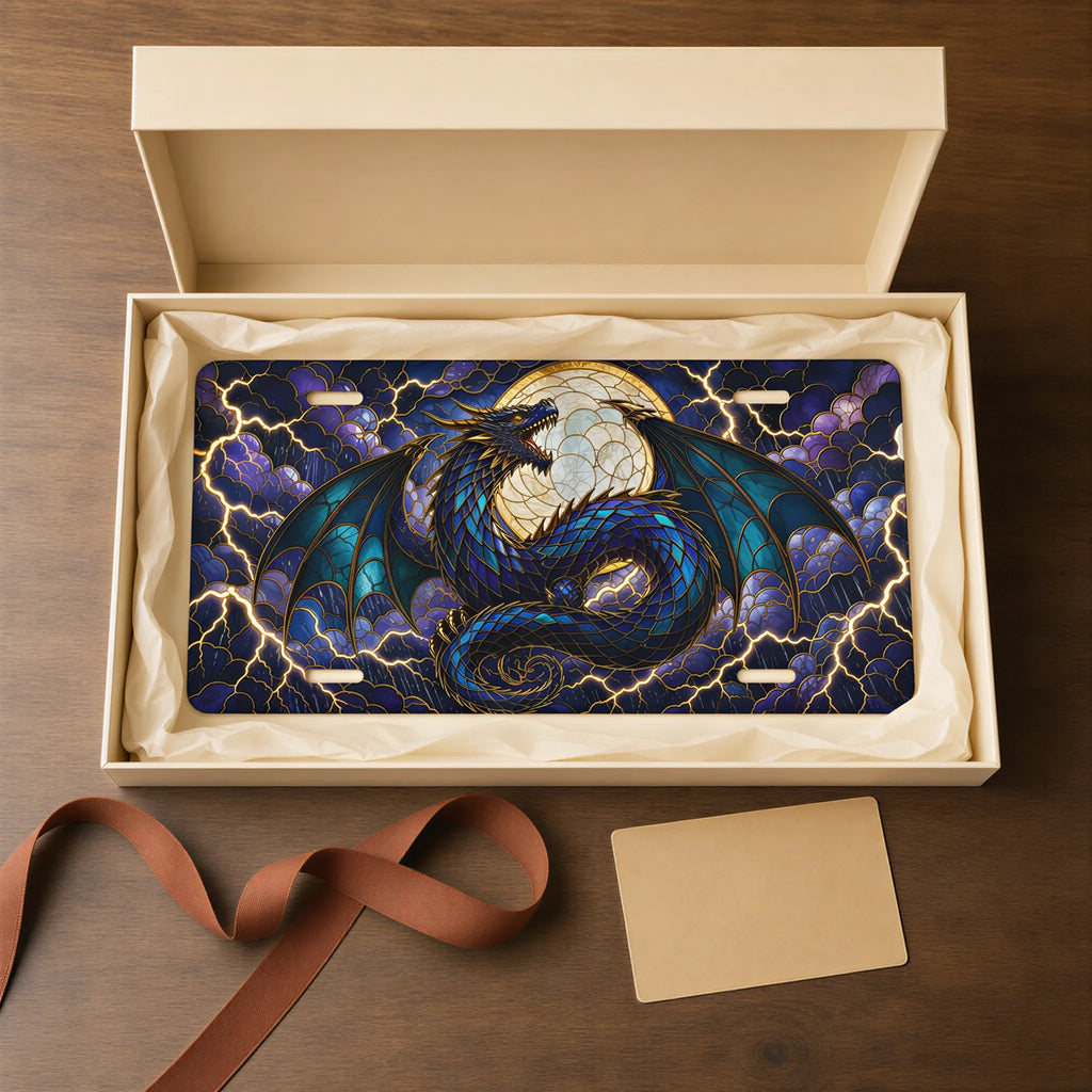 Blue Dragon Moon Fantasy Vanity Plate