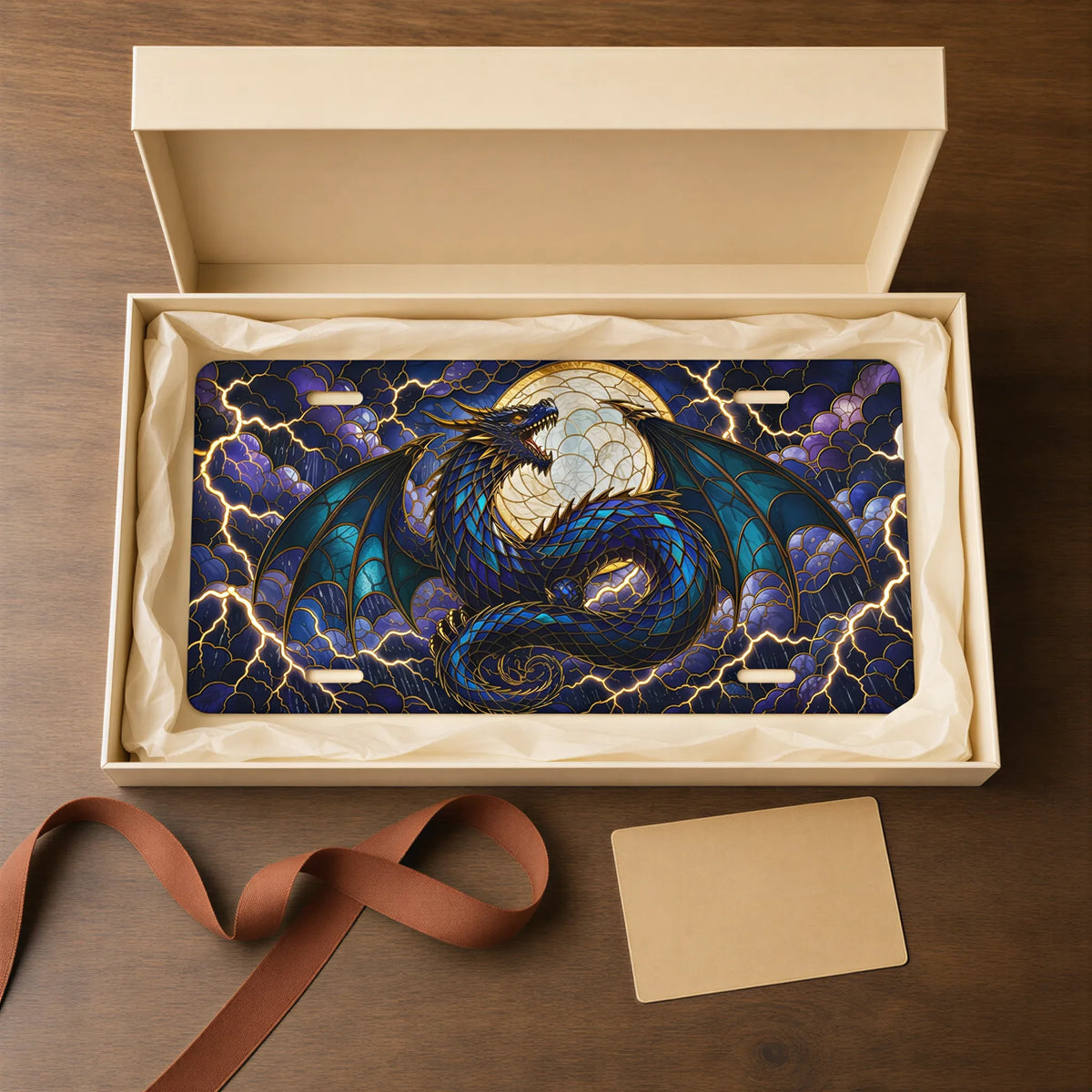 Blue Dragon Moon Fantasy Vanity Plate