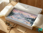 mountain reflection vanity plate as gift — scenic alpine watercolor license plate ready to give
