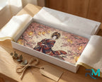 geisha sakura lanterns vanity plate as gift — soft pink kimono cherry blossom lanterns license plate ready to give