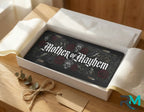 mother of mayhem vanity plate as gift — gothic skull rose license plate ready to give