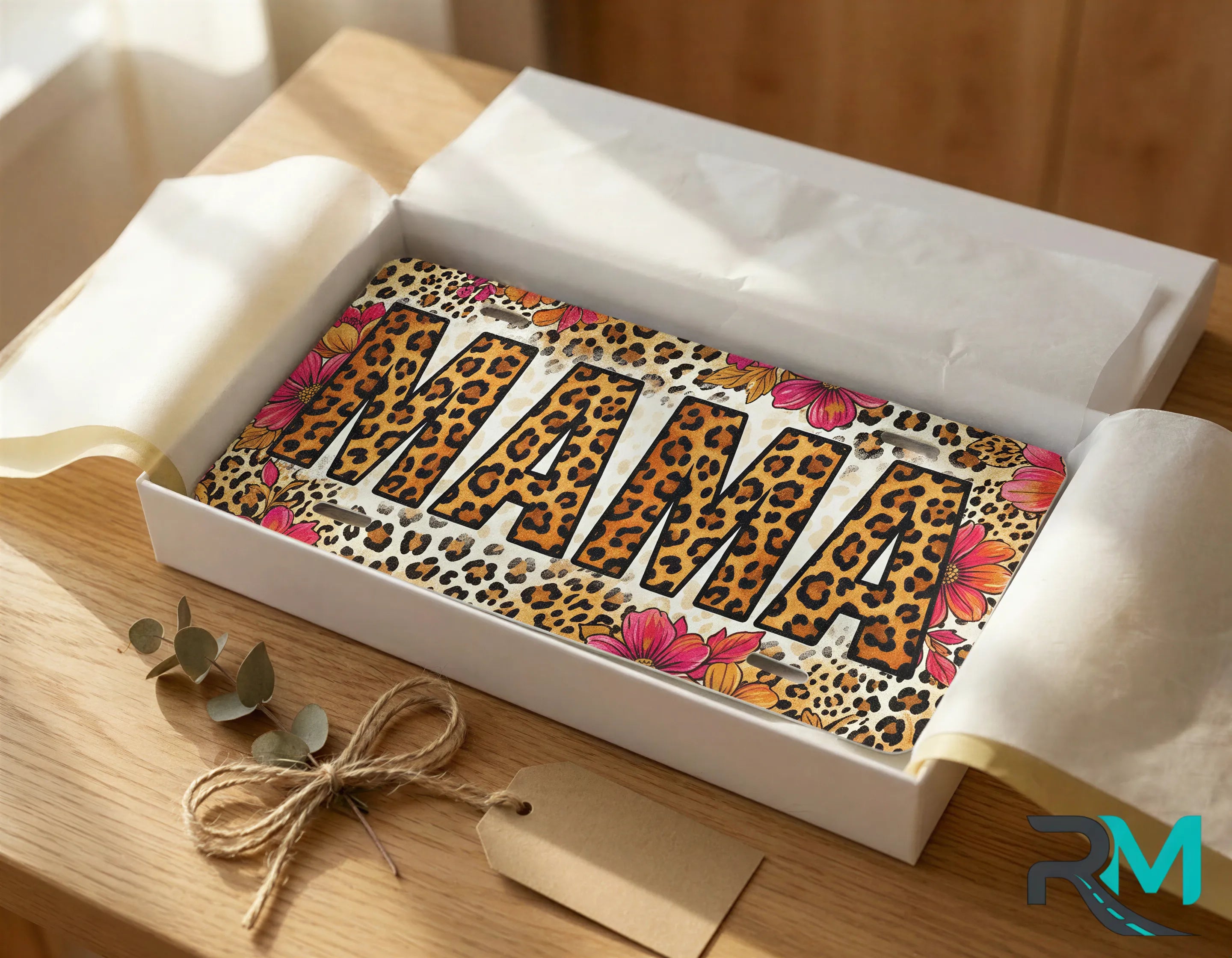 Leopard Floral Mama Vanity Plate
