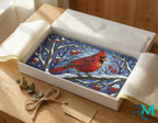 cardinal vanity plate as gift — red winter bird snowy branch license plate ready to give