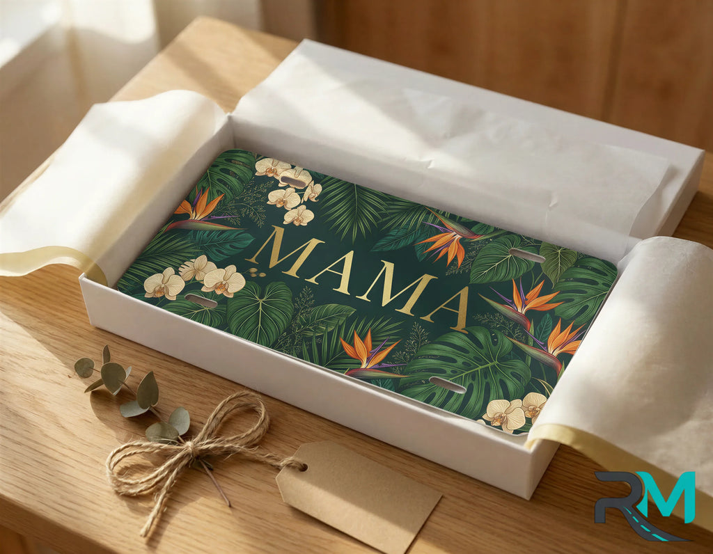 Tropical Floral Mama Vanity Plate