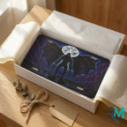 mothman vanity plate as gift — deep purple winged mothman moon license plate ready to give