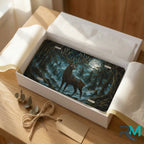 moonlit stag vanity plate as gift — deep teal stag forest night license plate ready to give