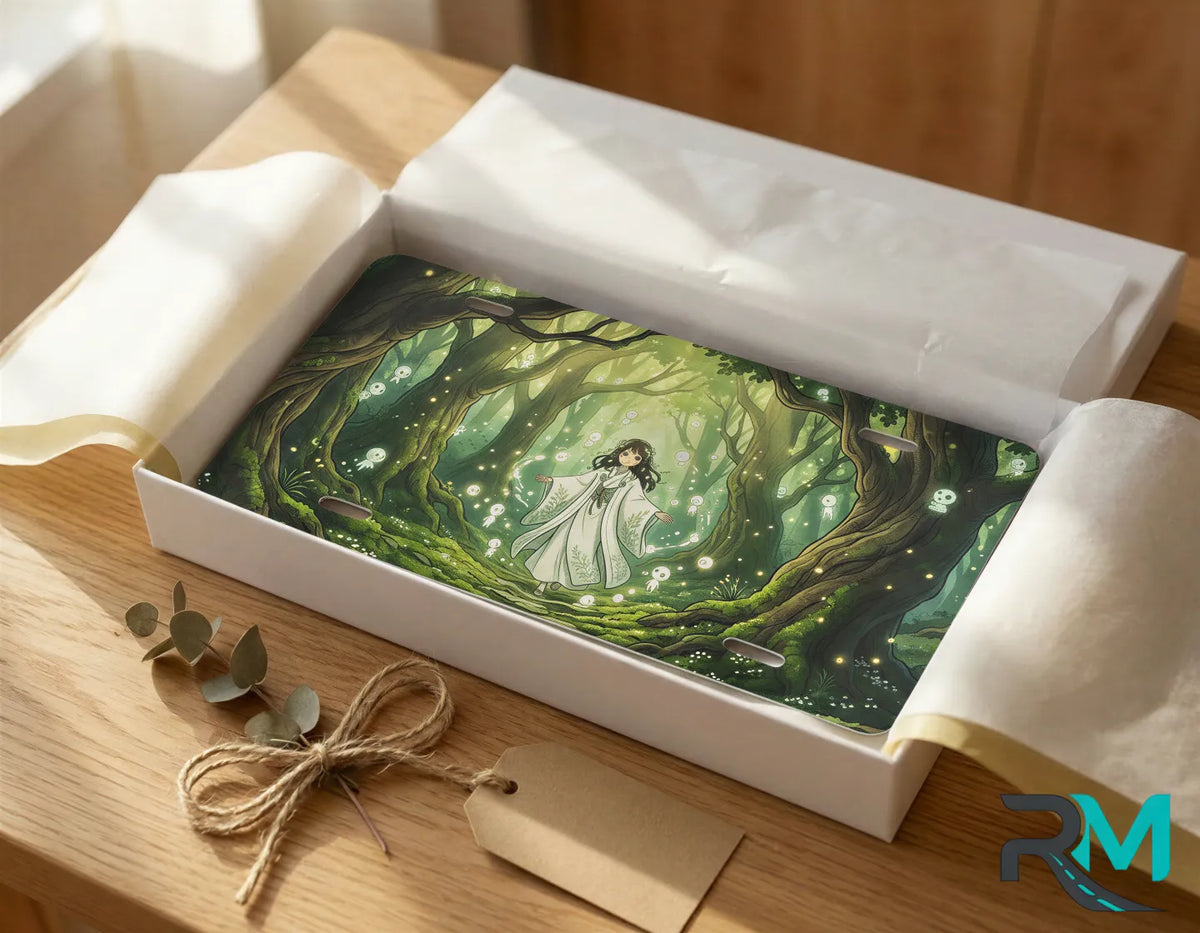 forest spirit vanity plate as gift — moonlit glade enchanted grove license plate ready to give