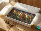 stained glass owl vanity plate as gift — autumn woodland owl license plate ready to give