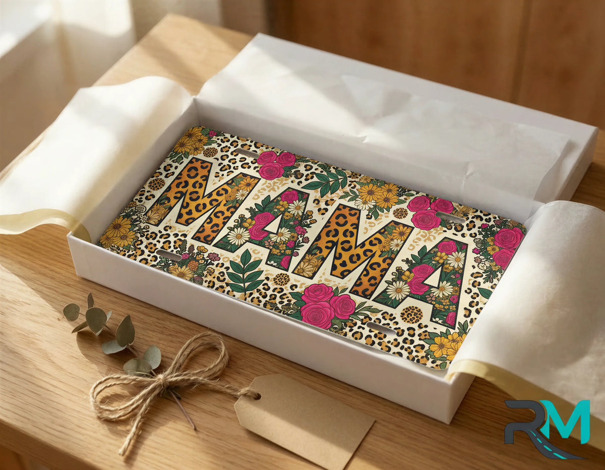Mama Leopard Tropical Floral Vanity Plate