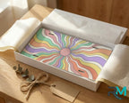 retro rainbow pastel vanity plate as gift — candy tone swirl sunburst license plate ready to give